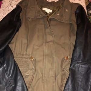 H&M jacket. olive & leather.